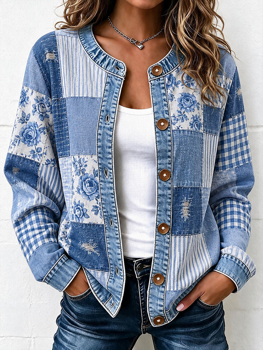 Kvinders patchwork kunst cardigan
