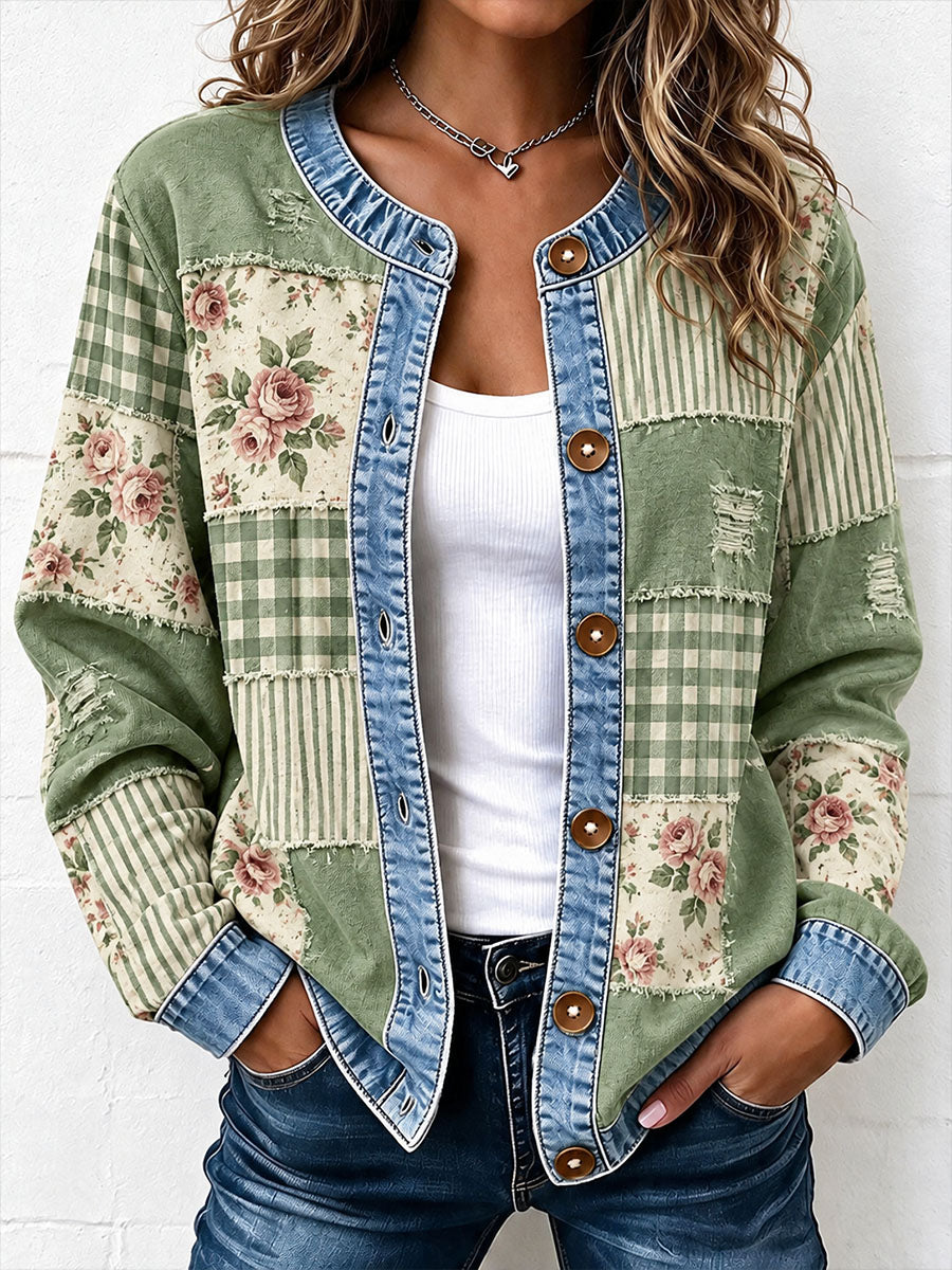 Kvinders patchwork kunst cardigan