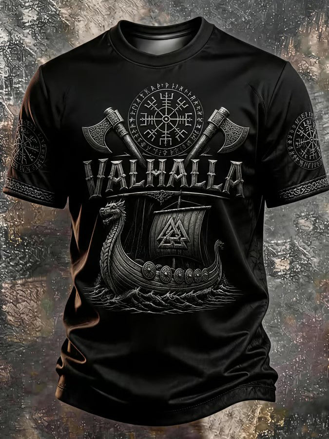 Mænds vikingetrykt t-shirt