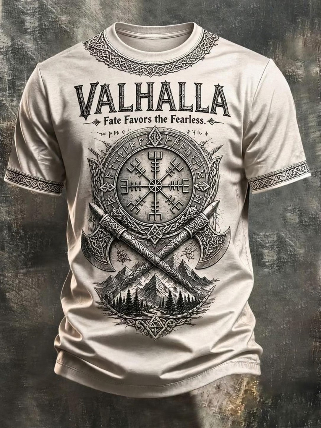 Mænds vikingetrykt t-shirt