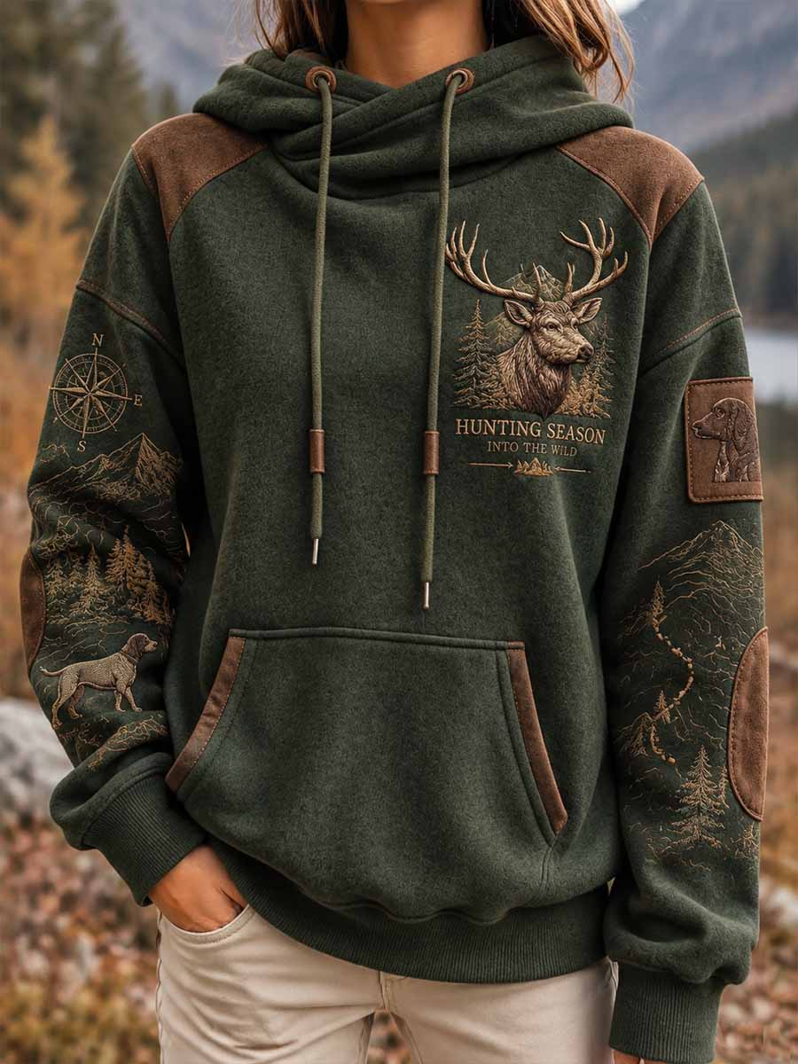 Kvinders vintage sweatshirt med traditionelt jagtmønster