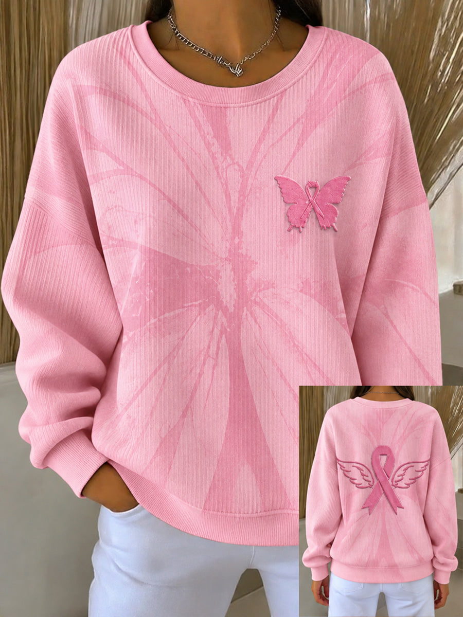 Kvinders brystkræft Pink Print Casual Sweatshirt