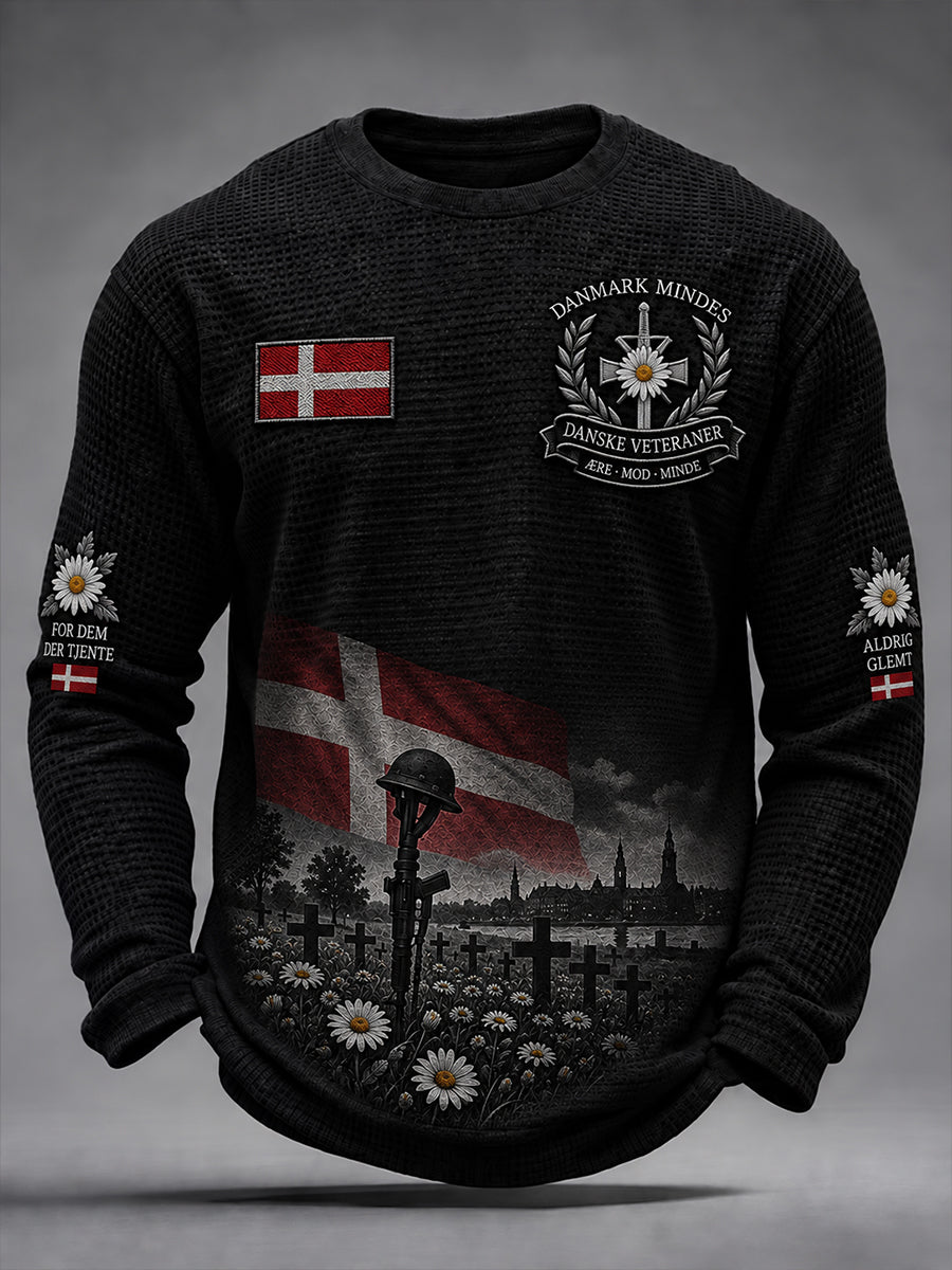 Mænds Veteran Memorial Grafisk Vaffel-Strnit langærme øverst