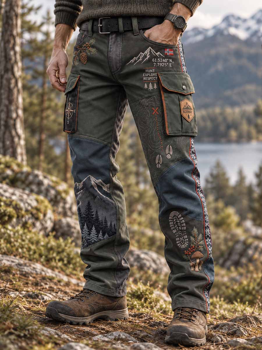 Menns Retro jakt sesongen Mønstrede bukser