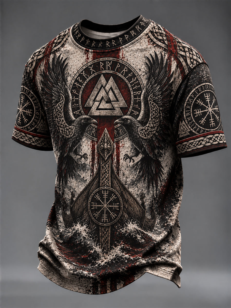 Mænds vikingetrykt t-shirt