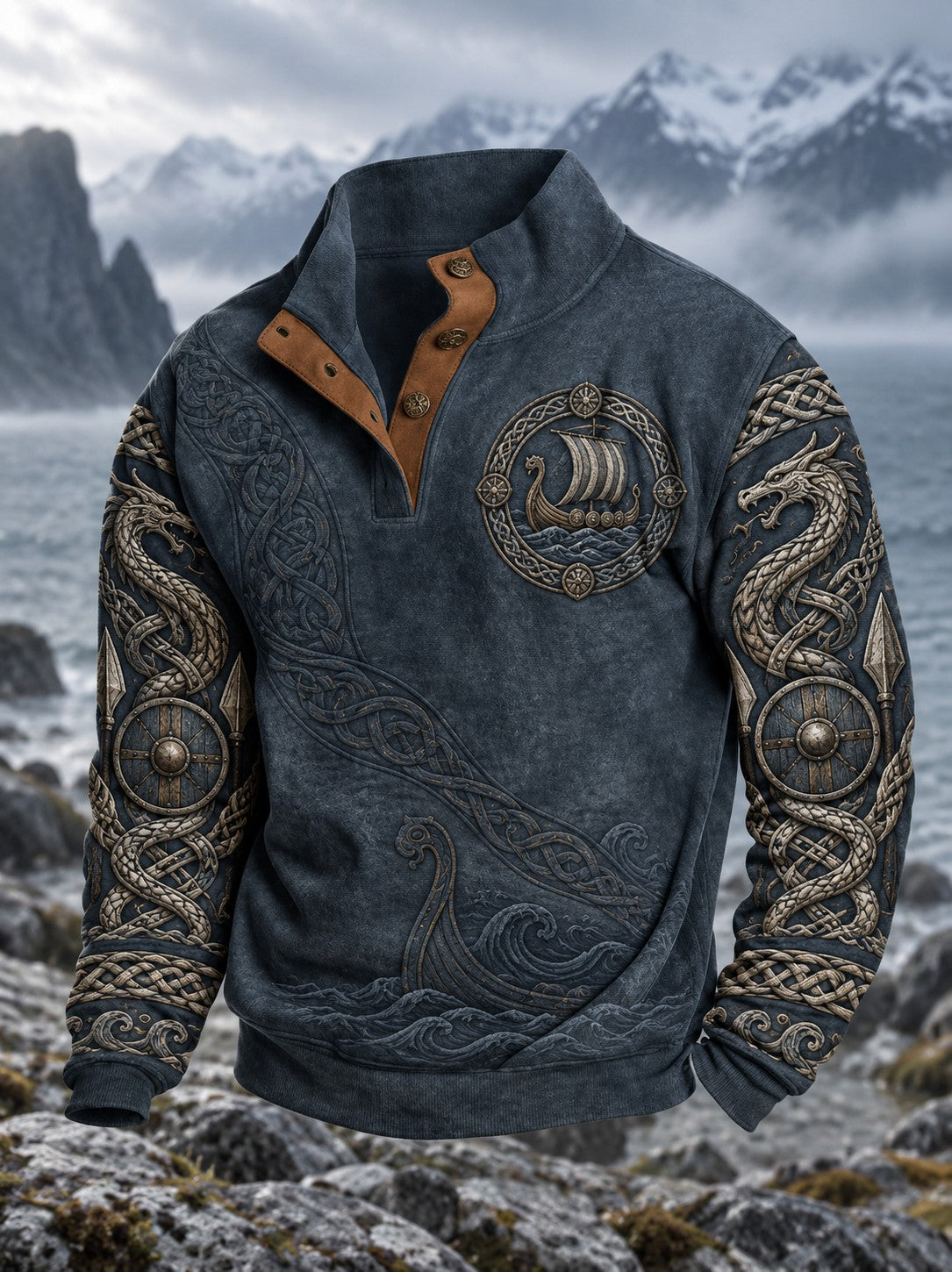 Herre-vikingmønstret sweatshirt