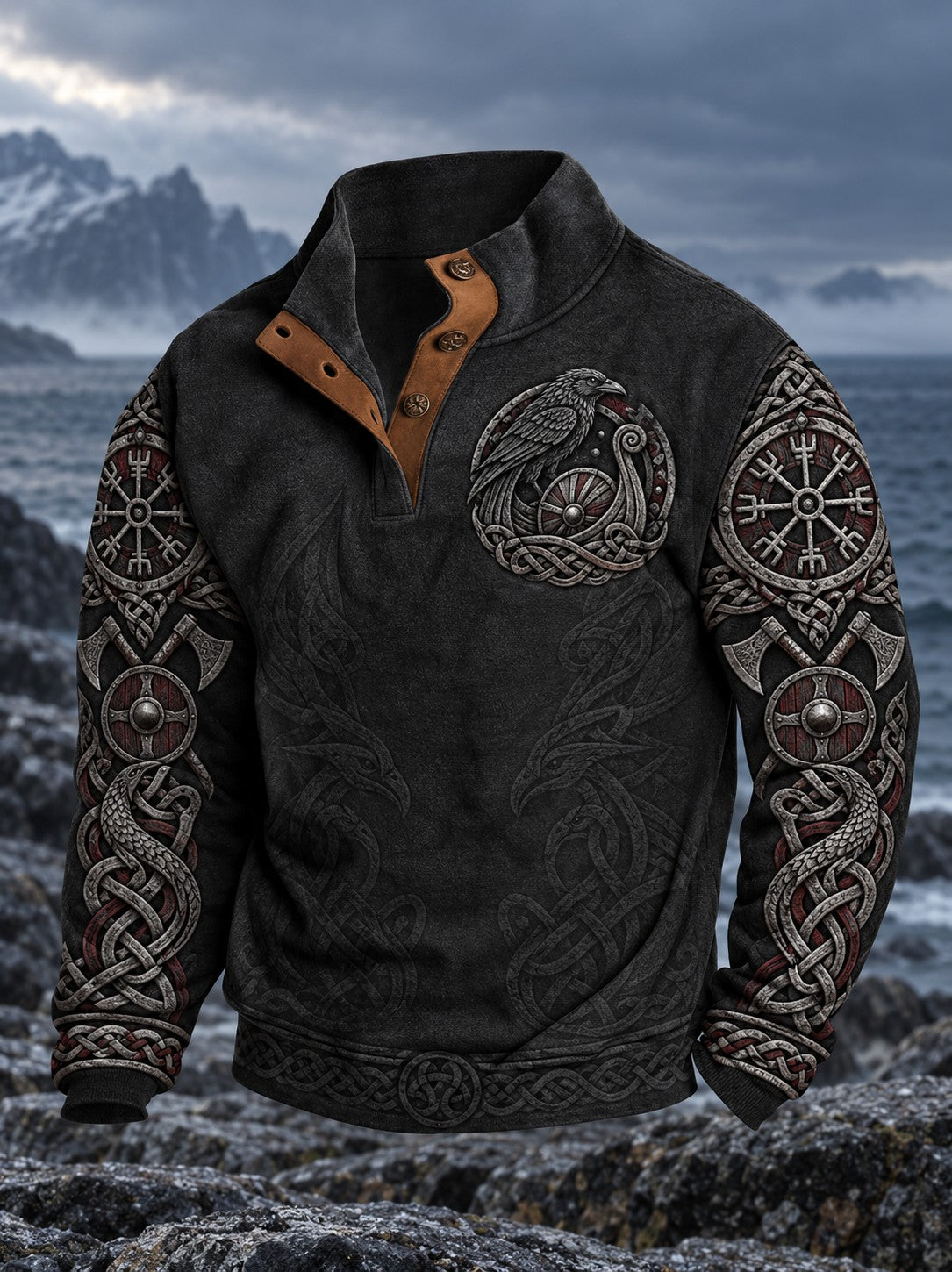 Herre-vikingmønstret sweatshirt