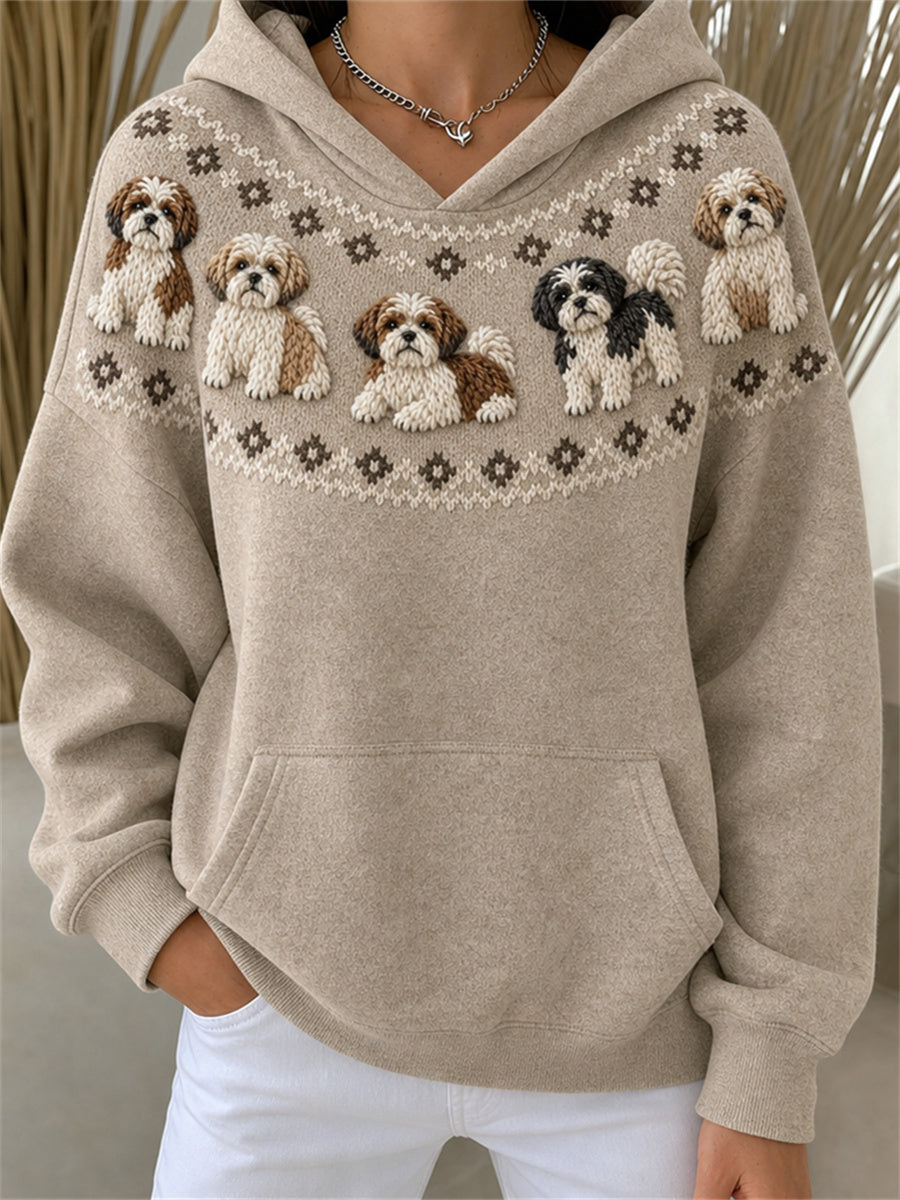 Kvinders Shih Tzu Dogs Yoke Isle Print hyggelig hættere