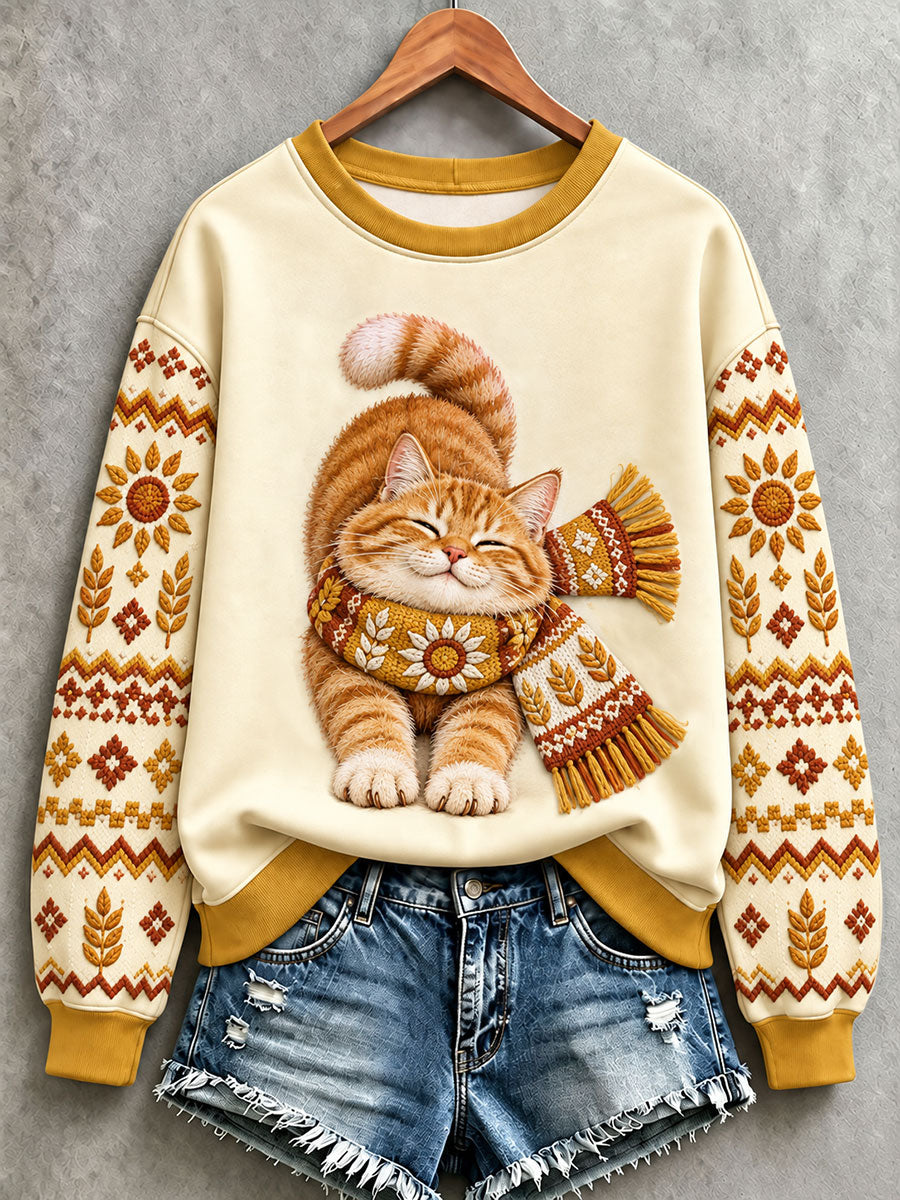 Kvinders søde kattekunst almindelig sweatshirt