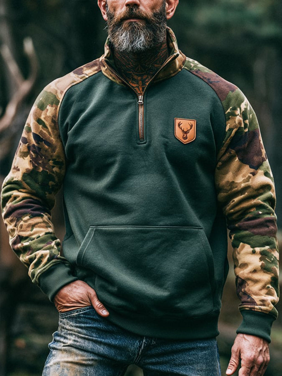Mænds Retro farve-blok udendørs zip-Up Hoodie udendørs