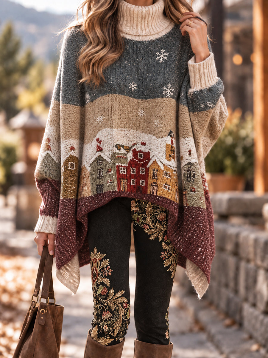 Kvinder Retro Vinter snehus høj hals pullover