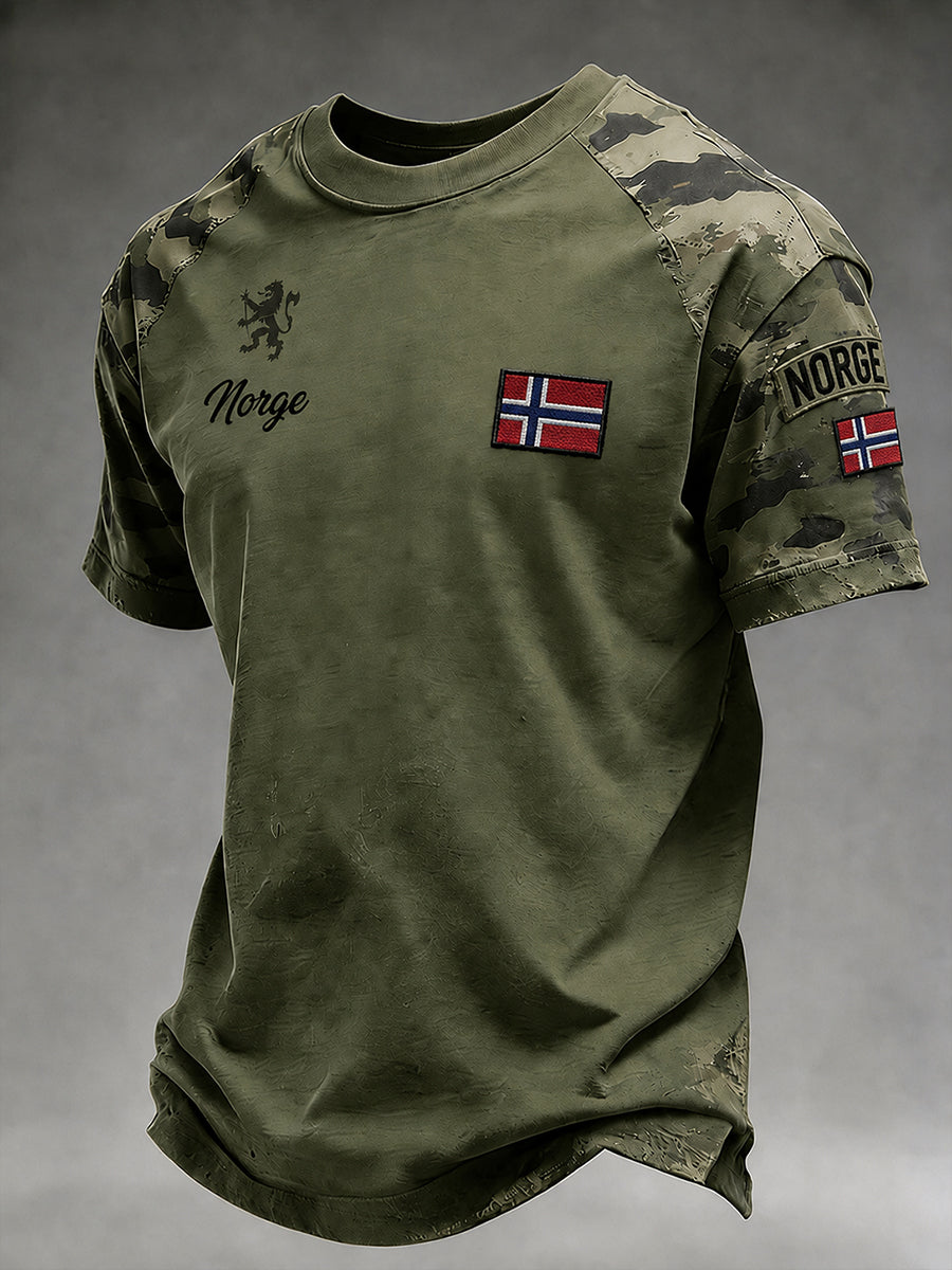 Mænds kortærme T-shirt med Vintage camouflage og militær-stil prints