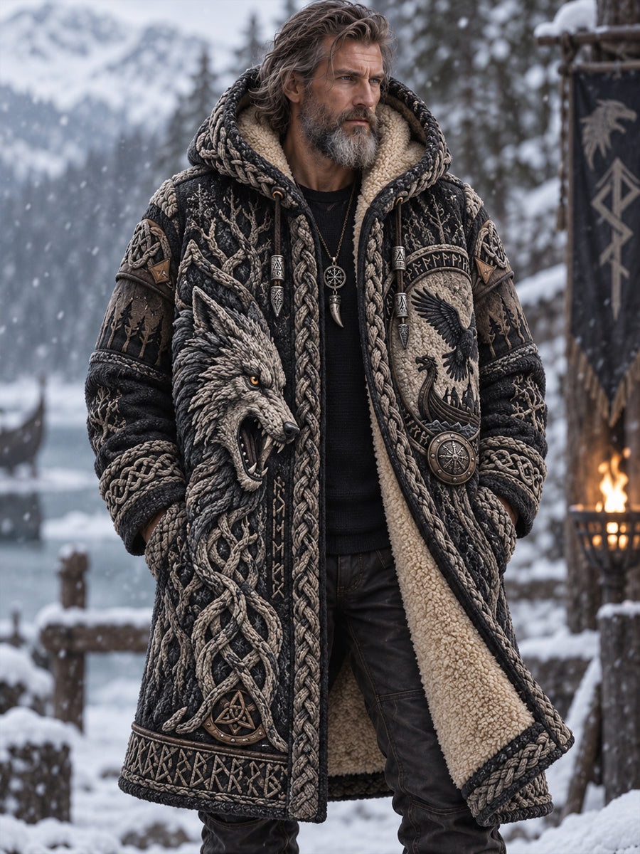 Mænds vikinge kunst Fleece foret Hoodies