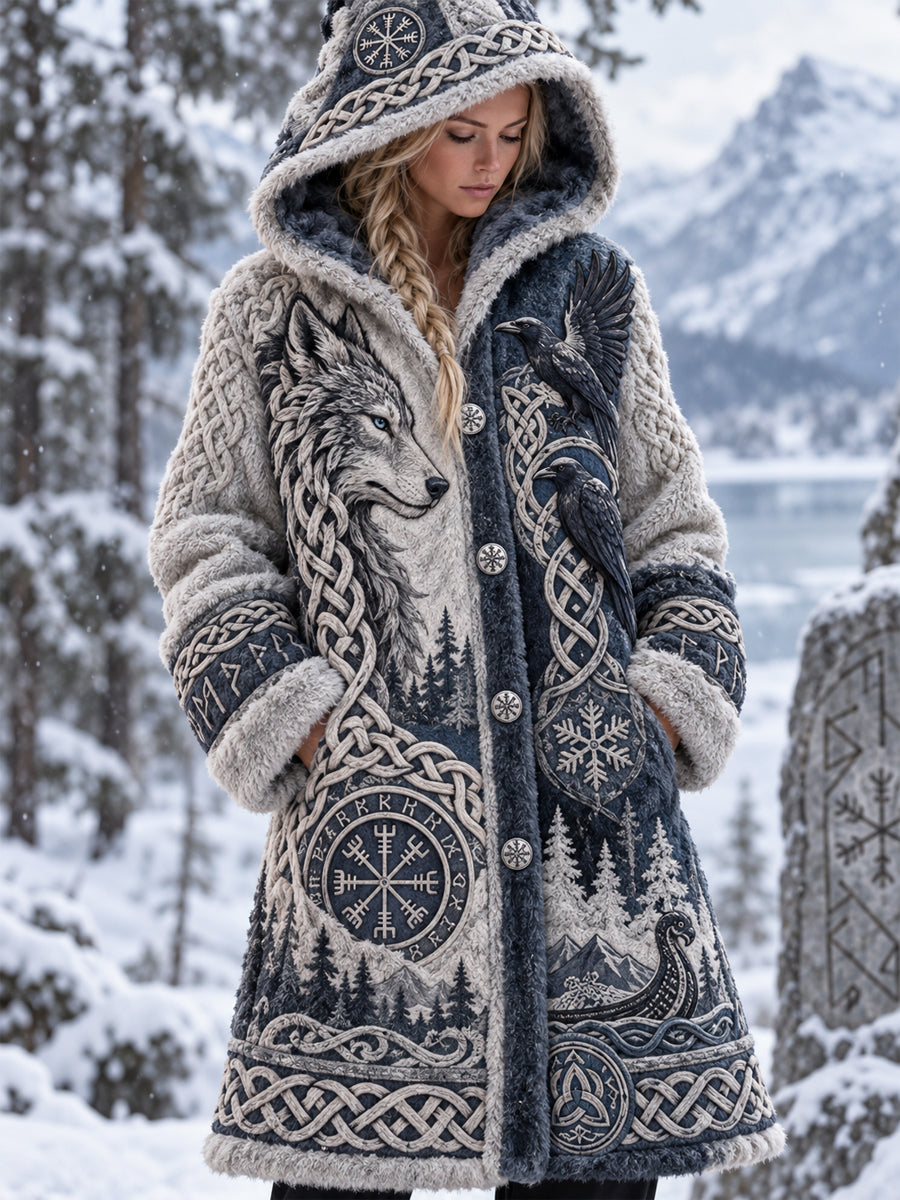 Kvinders flanelske vikingkunstfrakker