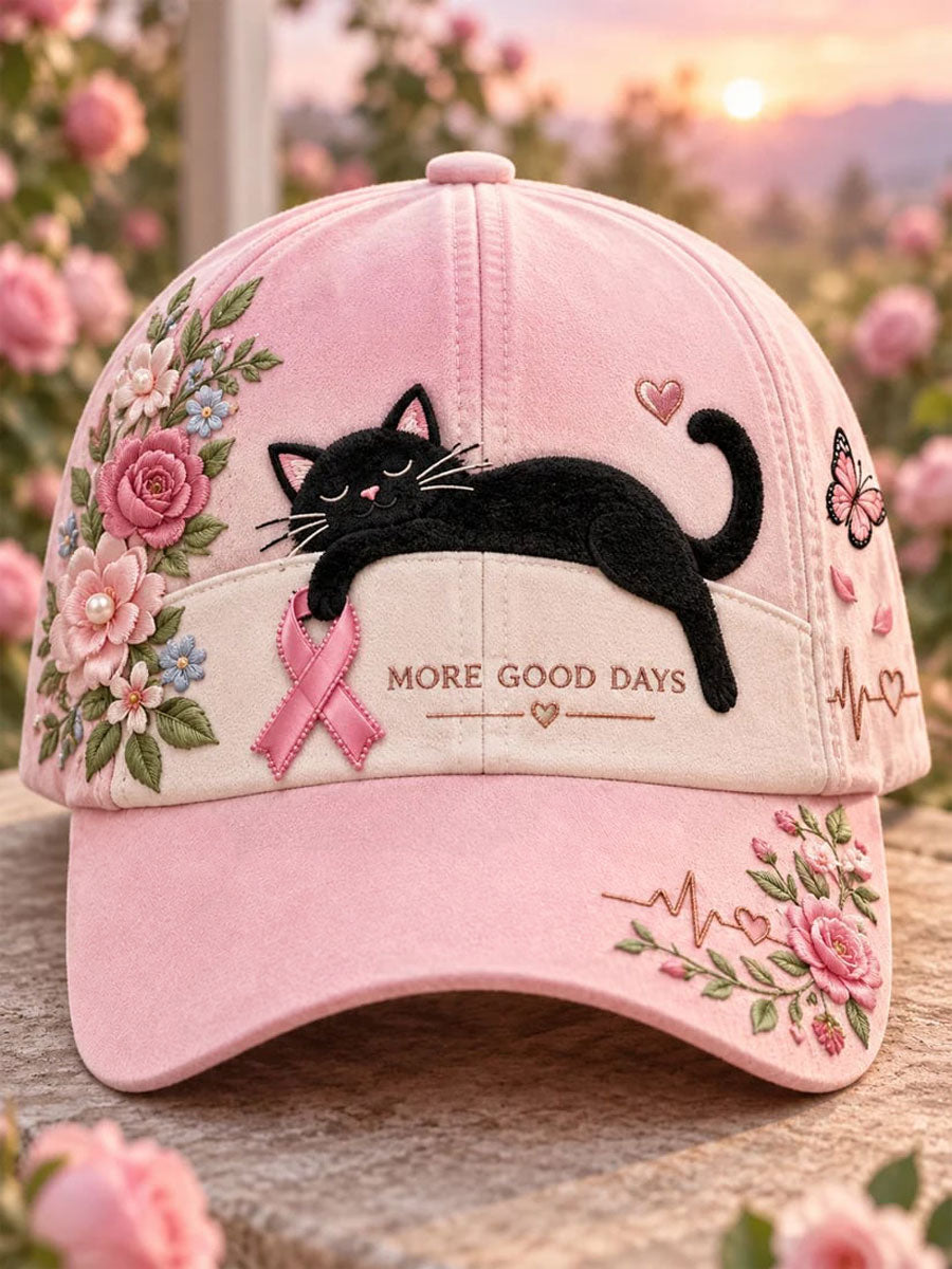 Brystkræftbevidstheds katteprint afslappet unisex hat