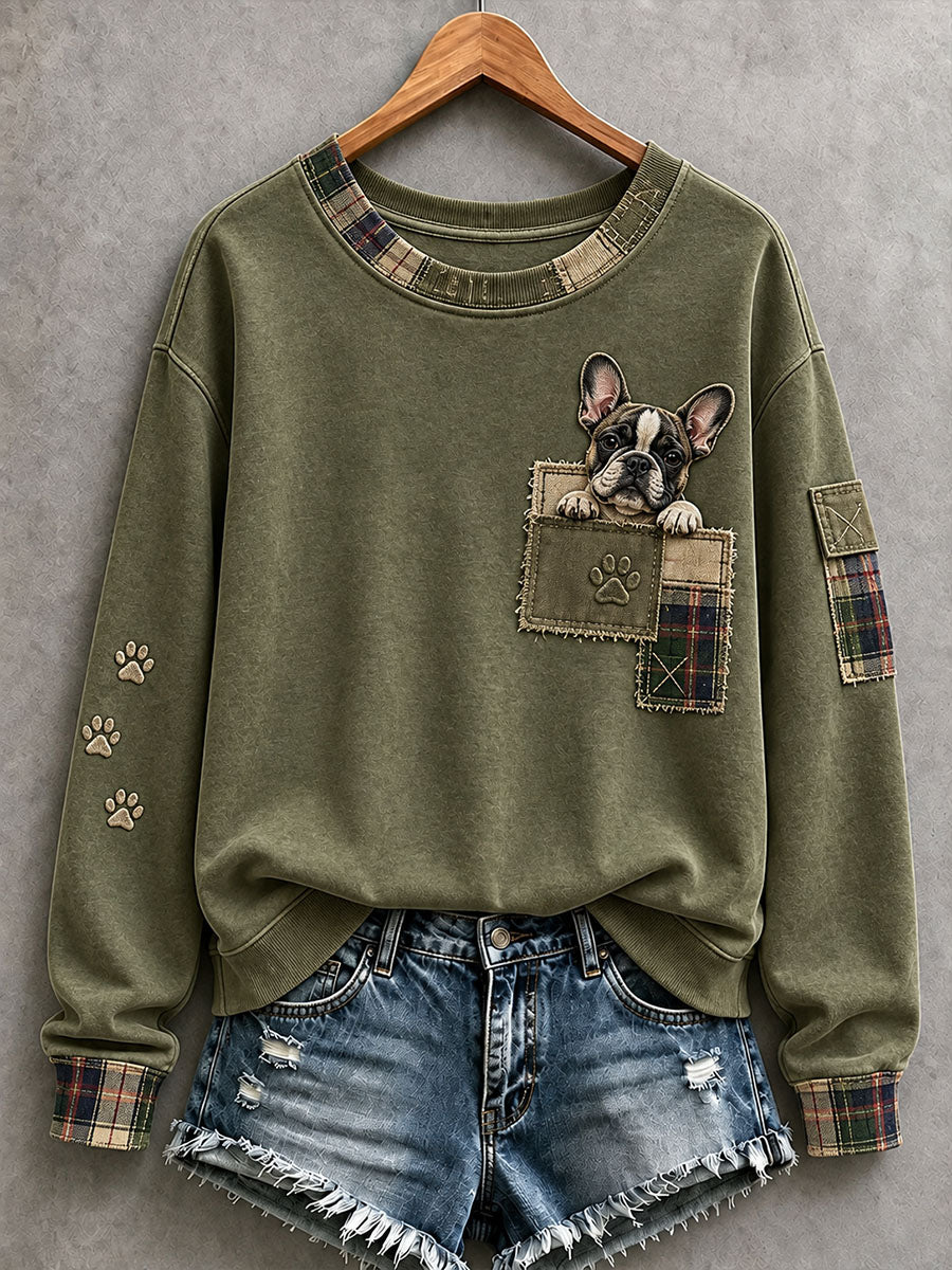 Kvinders yndige fransk bulldog-sweatshirt