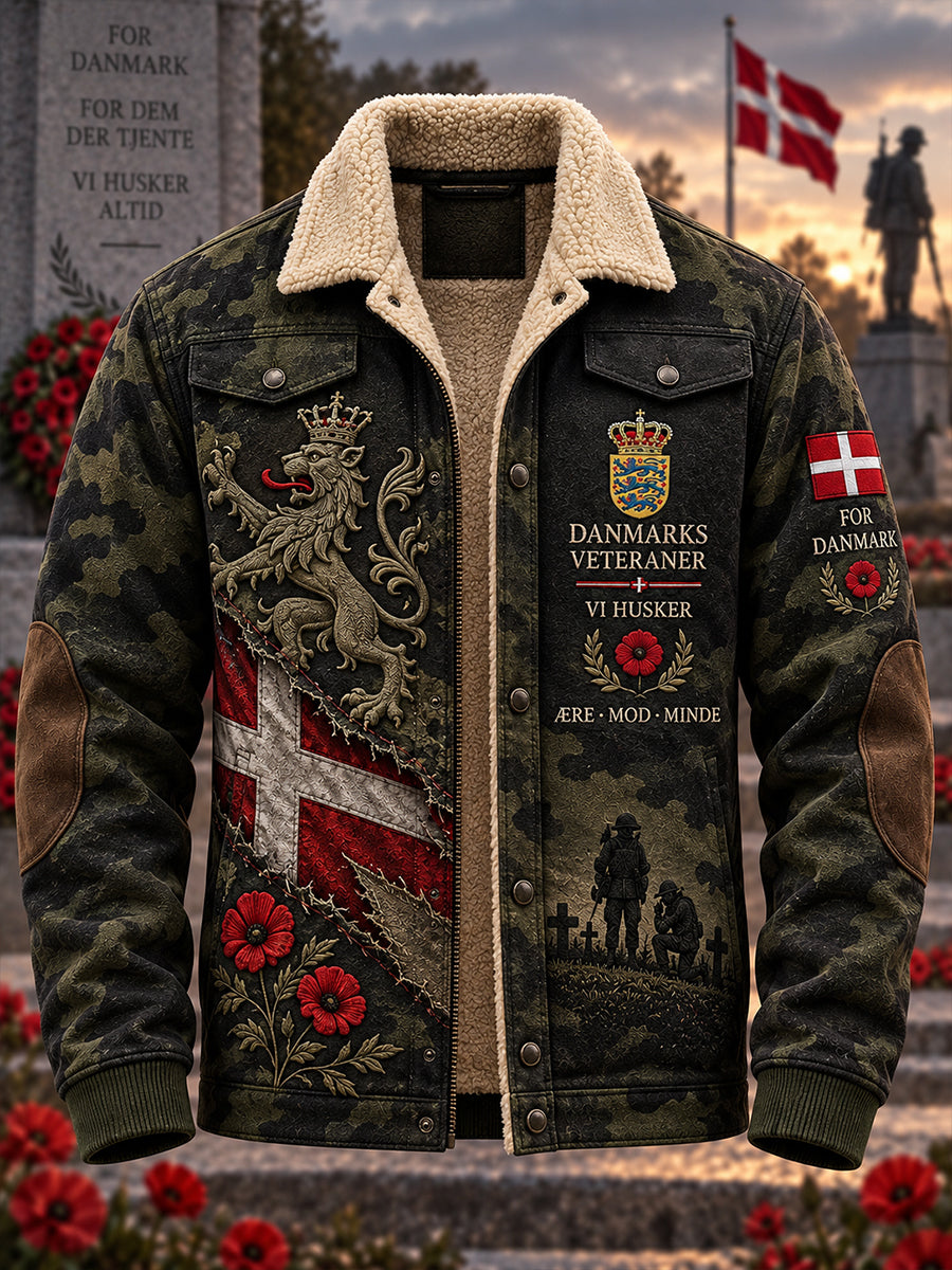 Mænds Fleece-forede jakke med Veteran Memorial Grafisk print