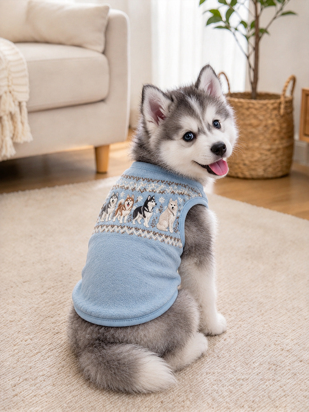 Sibirisk Husky Mønster Design Kæledyr ærmeløse Veste