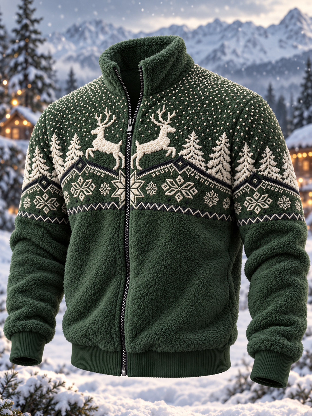 Mænds juletrøje med norsk mønster Flanneljakke