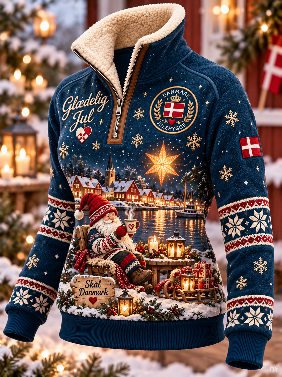Kvinders julefejrende top med pelskrave