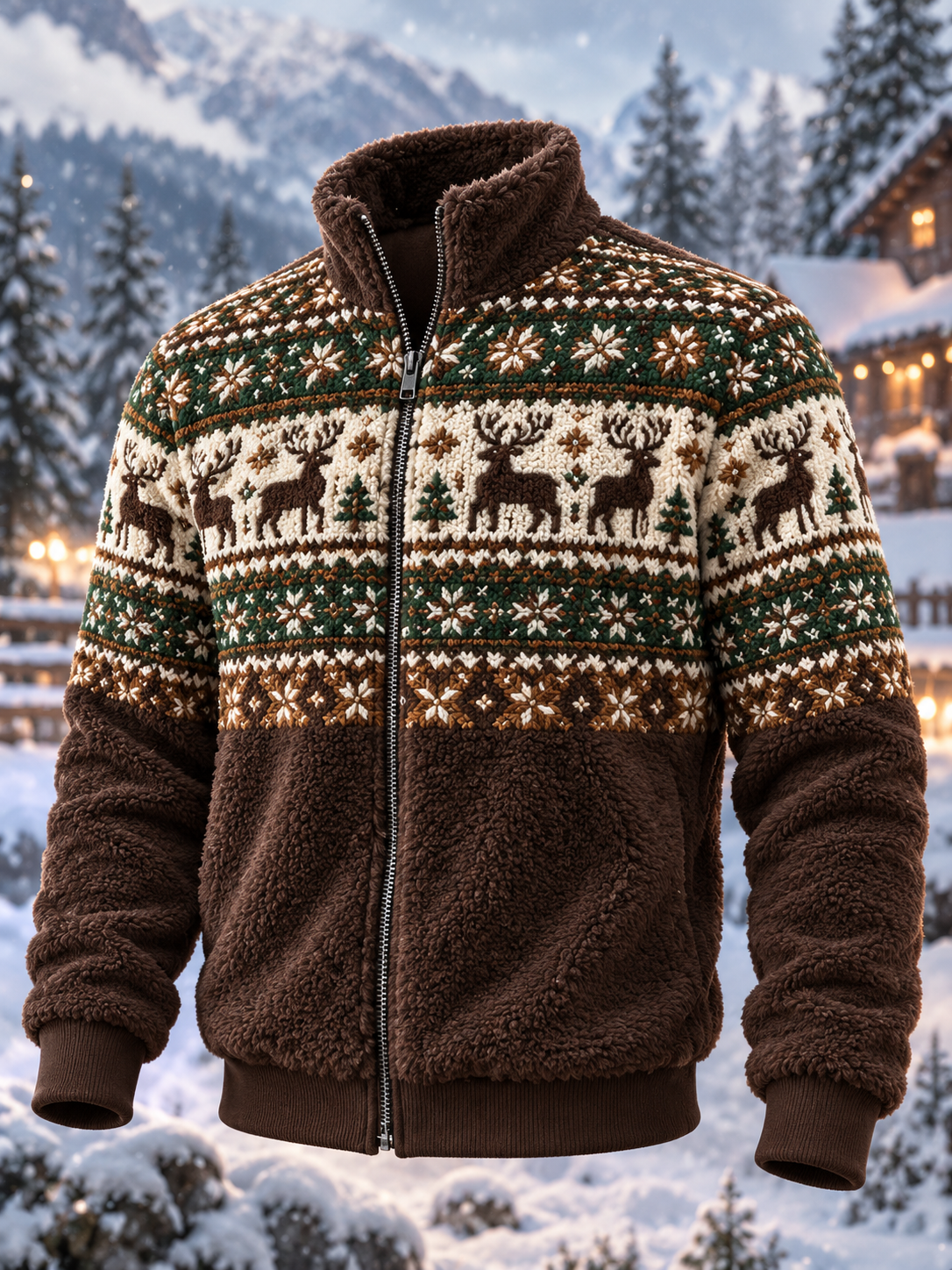 Mænds juletrøje med norsk mønster Flanneljakke