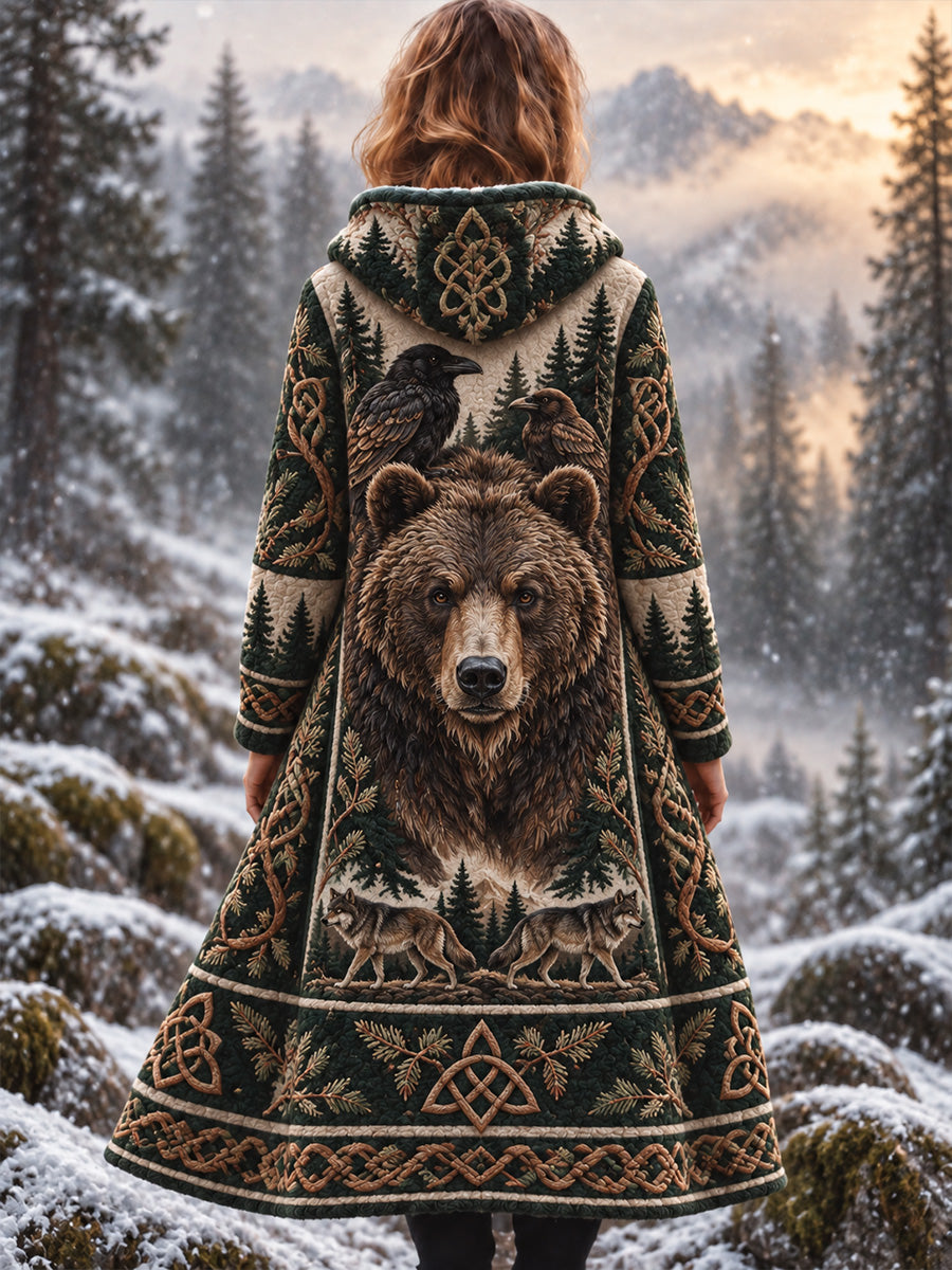 Kvinders Casual Flannel jakke med Vintage Nordic VikingScandinavian Style Art Print