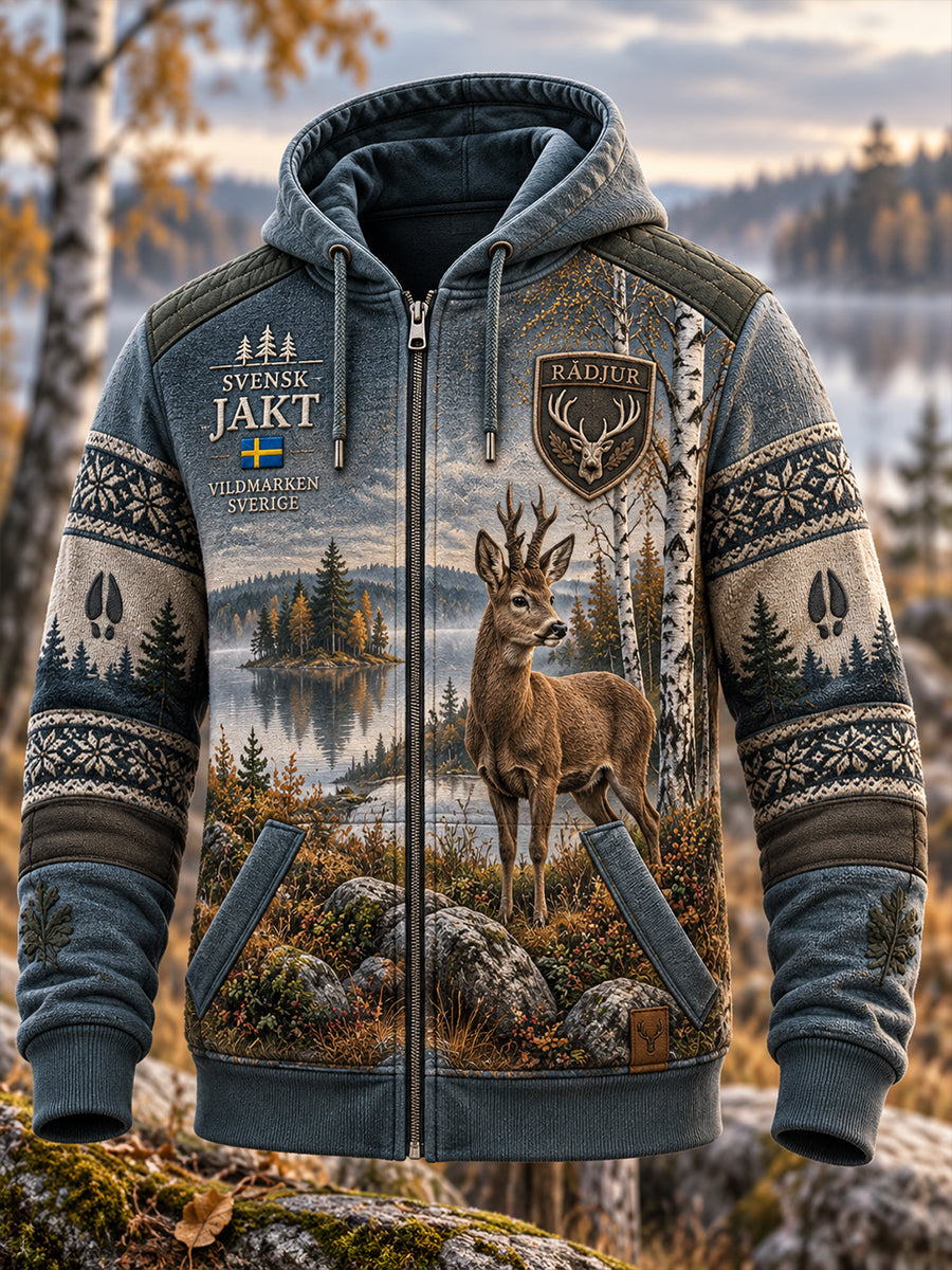 Mäns svenska jaktsäsong Zip-Up Hoodie.