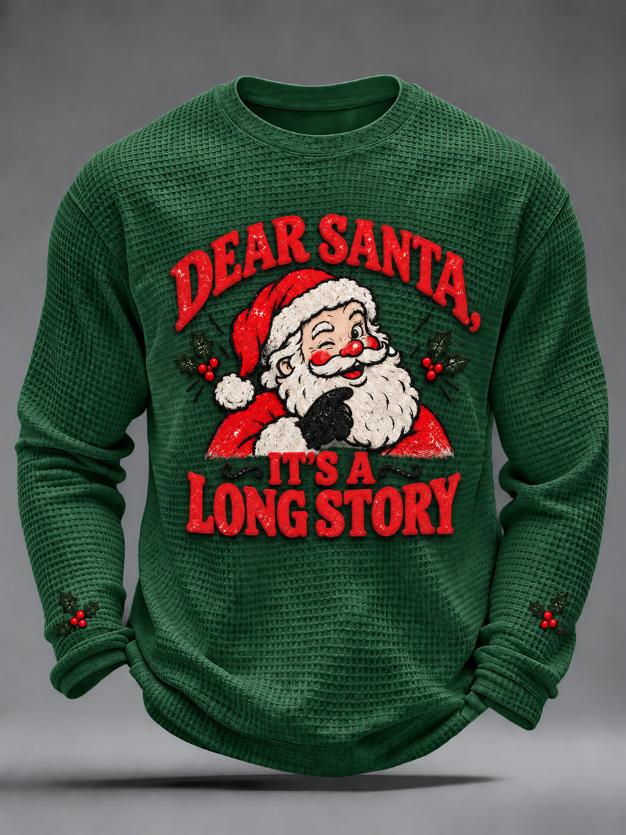 Mænds julen Claus kunst vaffel lang ærme T-shirt