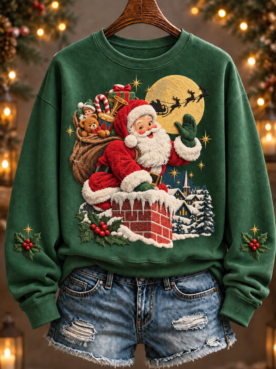Kvinder jul julen Claus kunst almindelig Sweatshirt