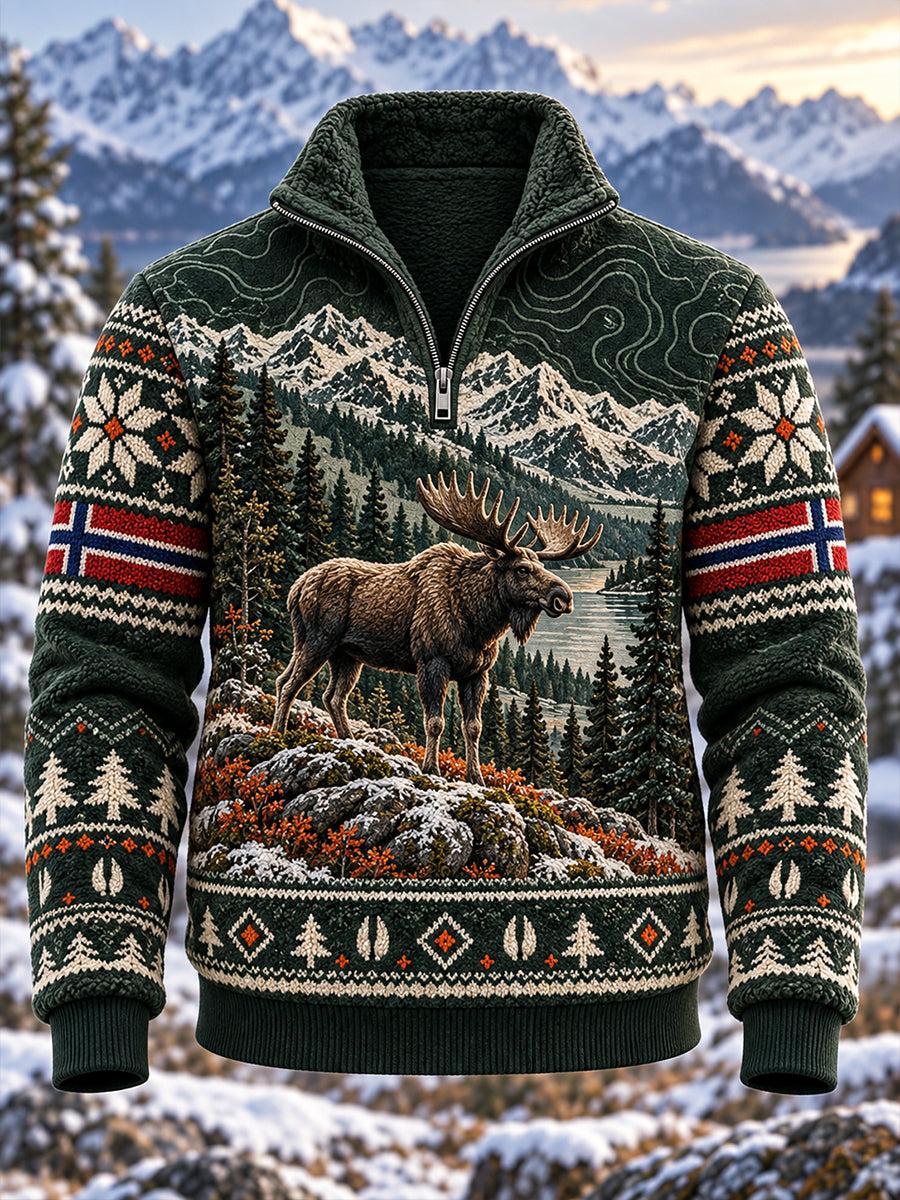 Herrens Norges jakt sesongen Fleece-moded standkollar-weatshirt