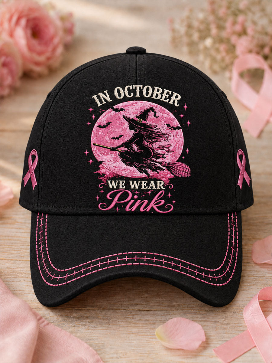 Unisex I oktober vi bærer lyserød heks Print Hat