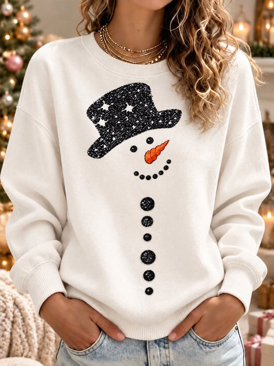 Kvinders jul snemand Print Regelmæssig Sweatshirt