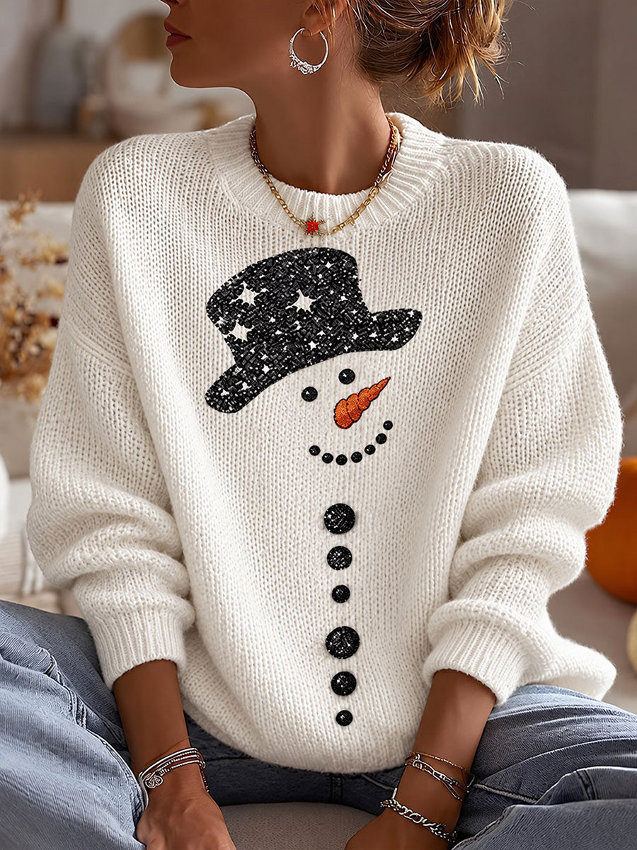 Kvinders jul snemand besætning Neck Sweater Nege