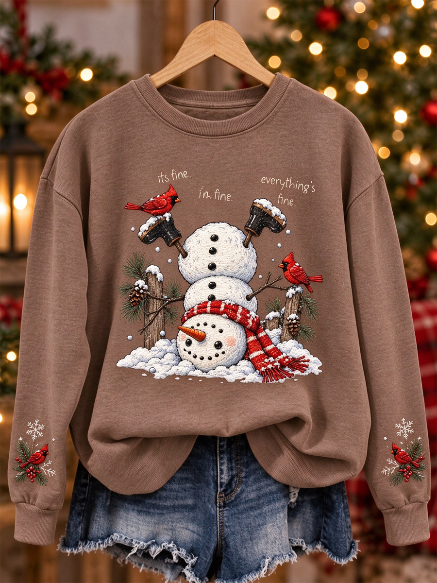 Kvinders sjov jul trykt Regelmæssig Sweatshirt