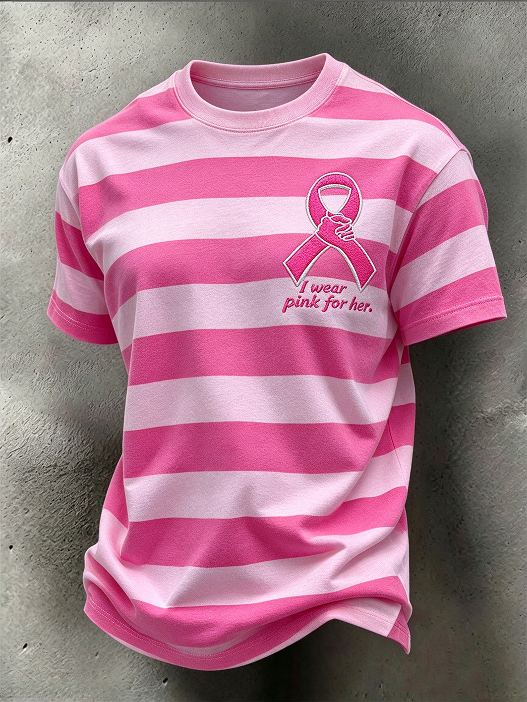 Herre-T-shirt med mønster: Jeg bærer pink for hende, afslappet stil, korte ærmer