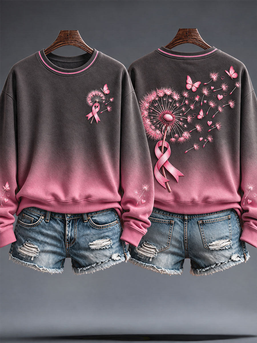 Kvinders brystkræft bevidsthed Pink Art Printed Sweatshirt