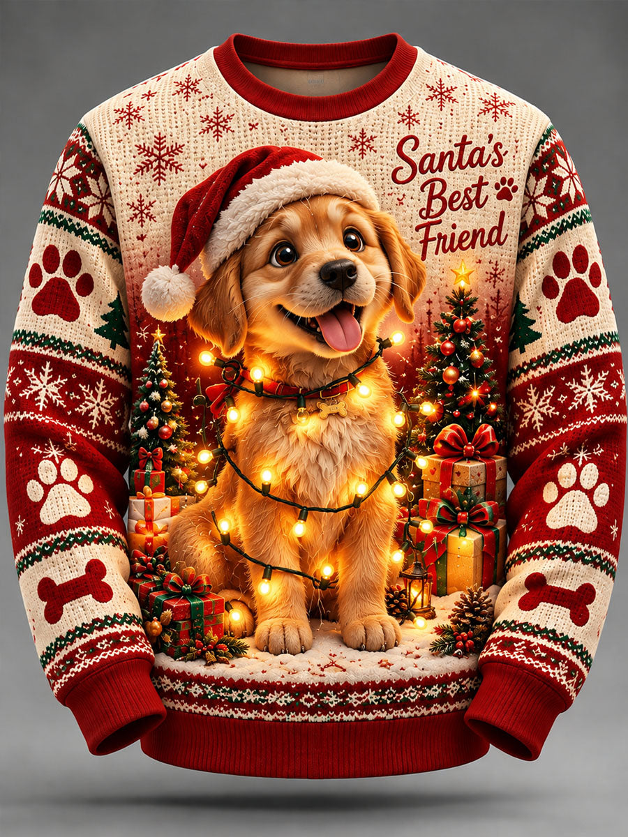 Mænds jul Golden Retriever Print Casual Sweatshirt
