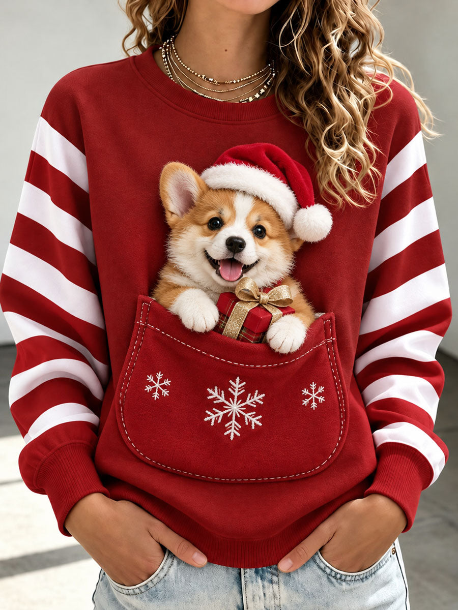 Kvinders jul hund Print Casual Sweatshirt
