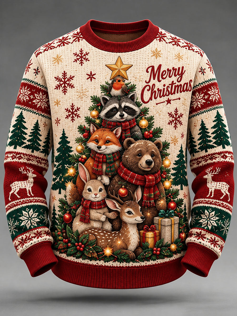 Mænds dyr juletræ Print Casual Sweatshirt