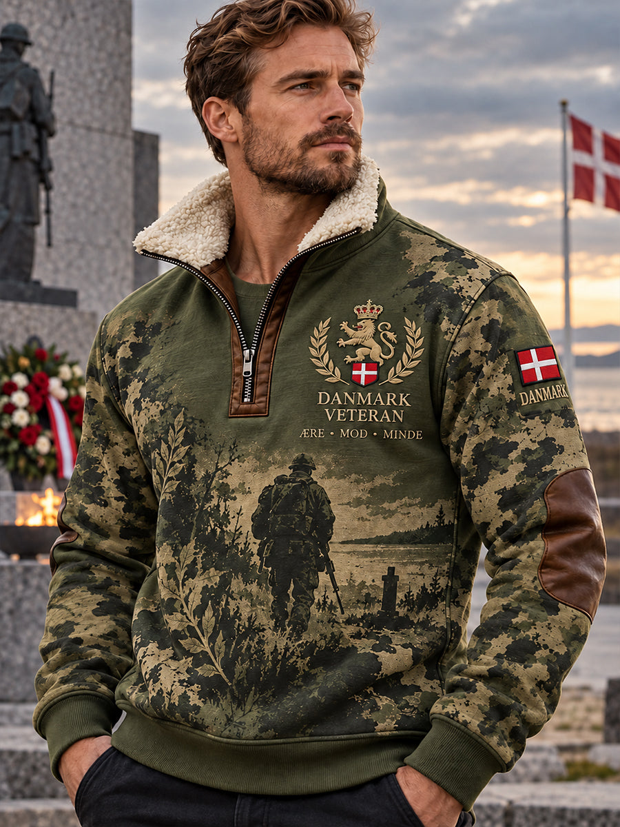 Mænds Fleece-Lined High-Hack Sweatshirt med Veteran Memorial Grafisk print