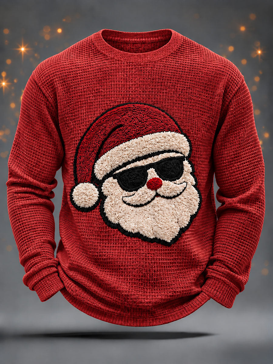 Mænds jul julen Claus vaffel lang ærme T-shirt