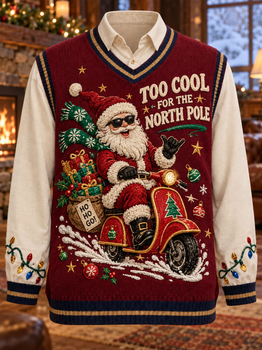 Mænds sjove julemand Print Vest sweater Tryk