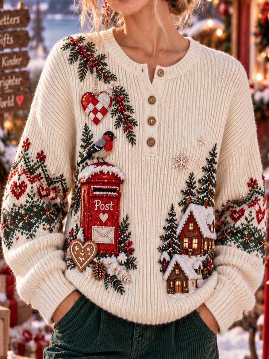 Kvinnernas tradisjonelle julenissens postkontor Skriv ut sweatshirt