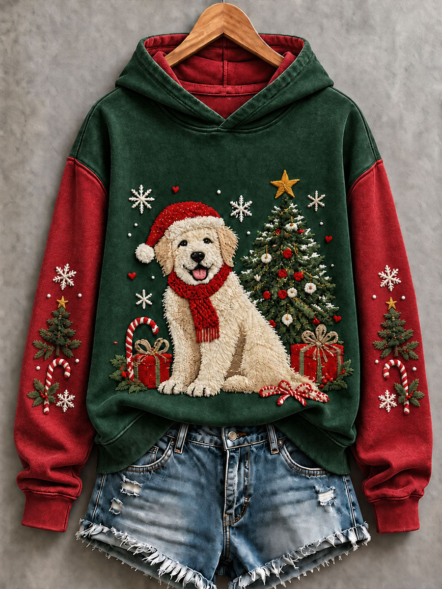 Kvinders julemorsomme hunde-kunst almindelig sweatshirt