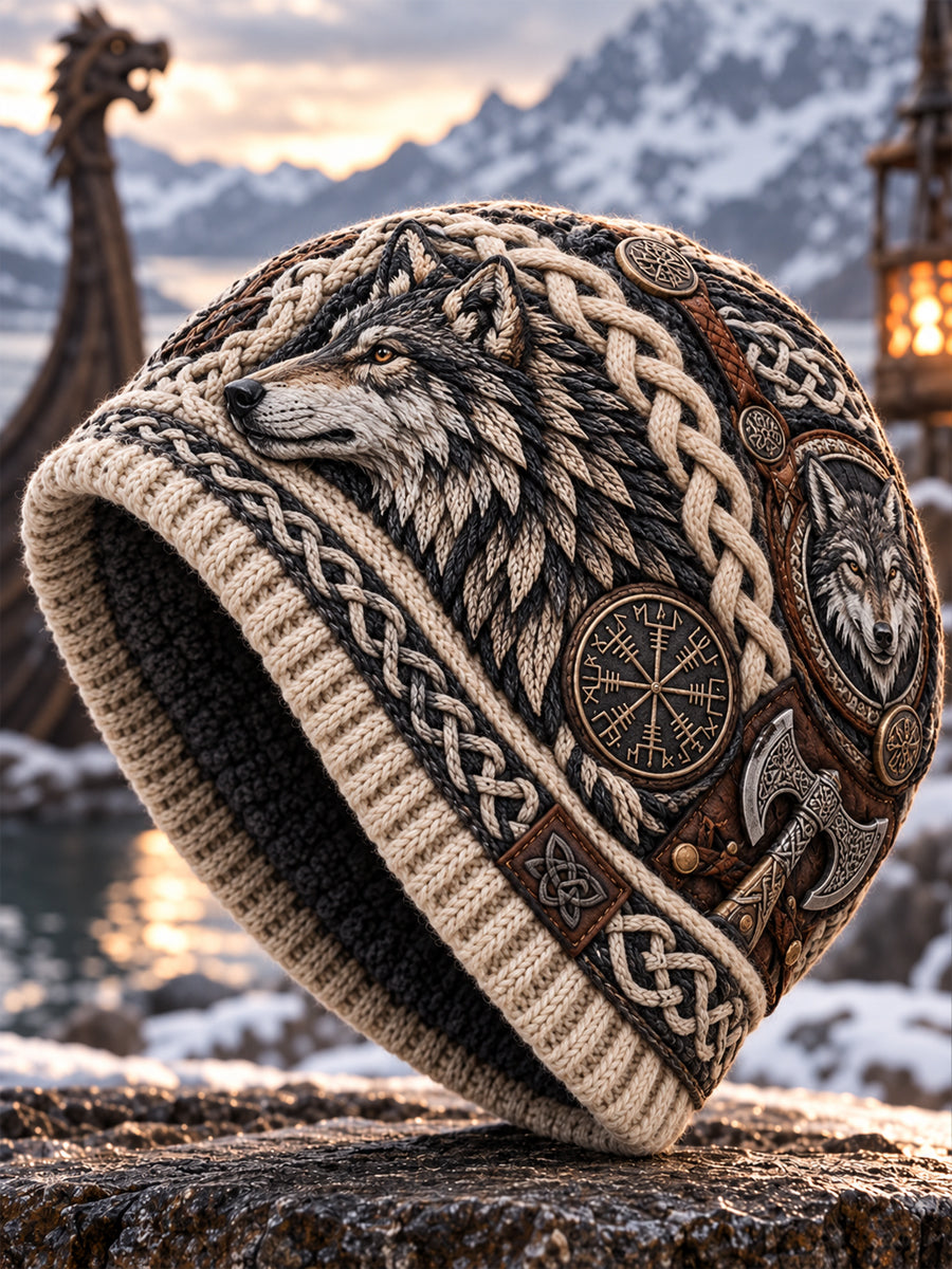 Viking kunst Vintage Efterår og vinter Varm kold strikket hatt