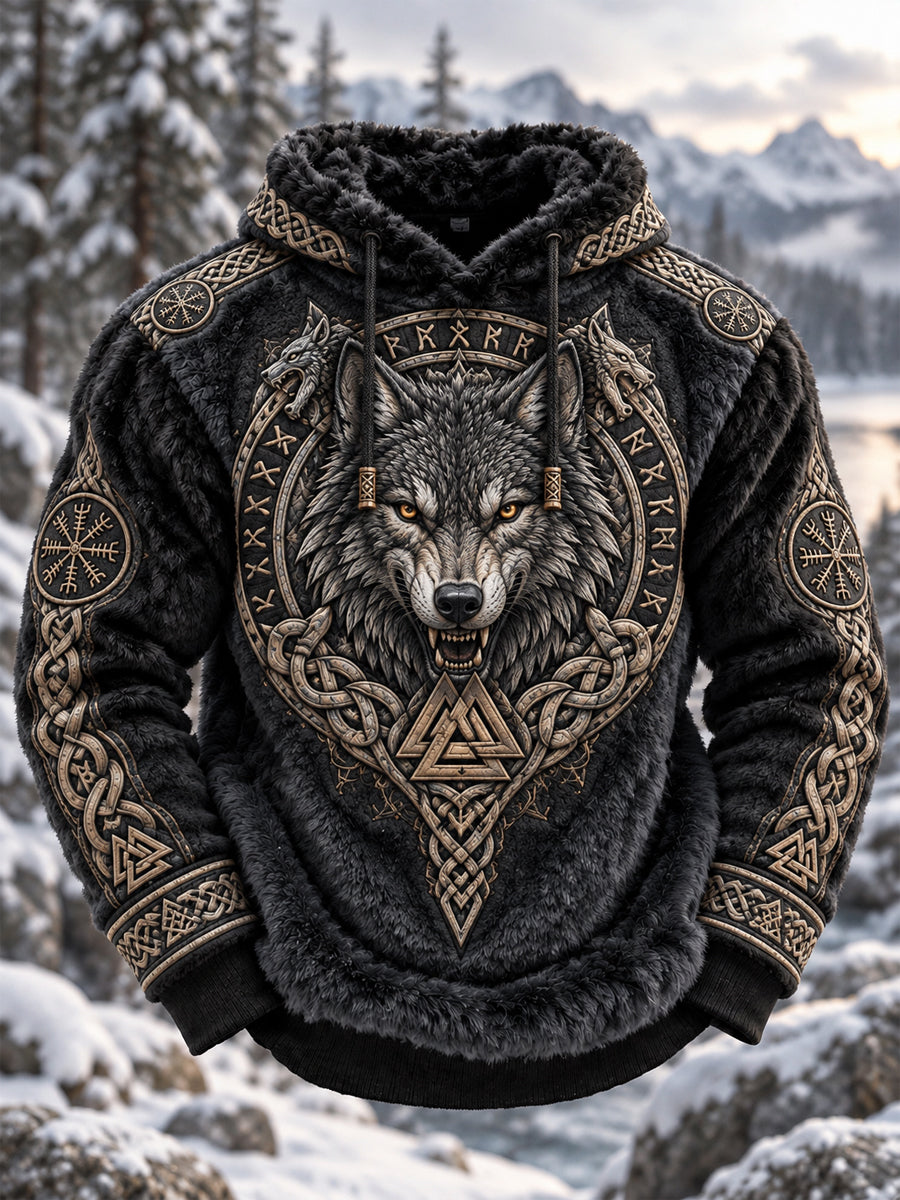 Herre Viking Kunst Flannel Hættetrøje
