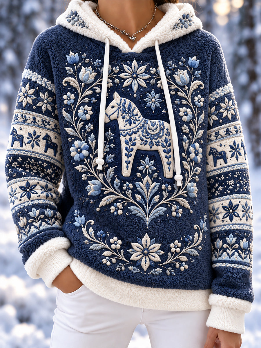 Svenska Dala Horse Flannel Hoodie Dala