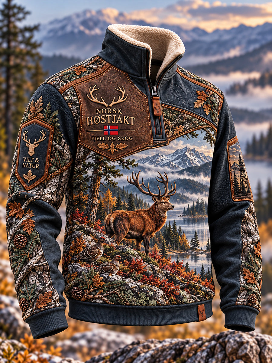 Herresweatshirt med halv glidelås og fleecemunning fra Norway's Hunting Season