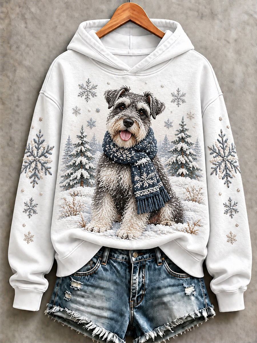 Kvinders søde hund i vinterprint sweatshirt