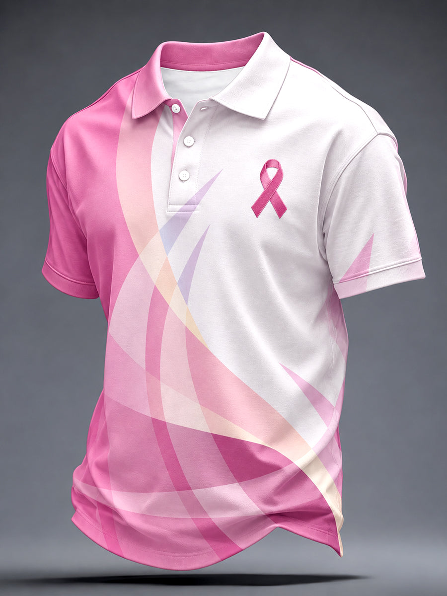 Mænds T-shirt med print: Ægte mænd bærer pink – Hjælp til brystkræftbevidsthed